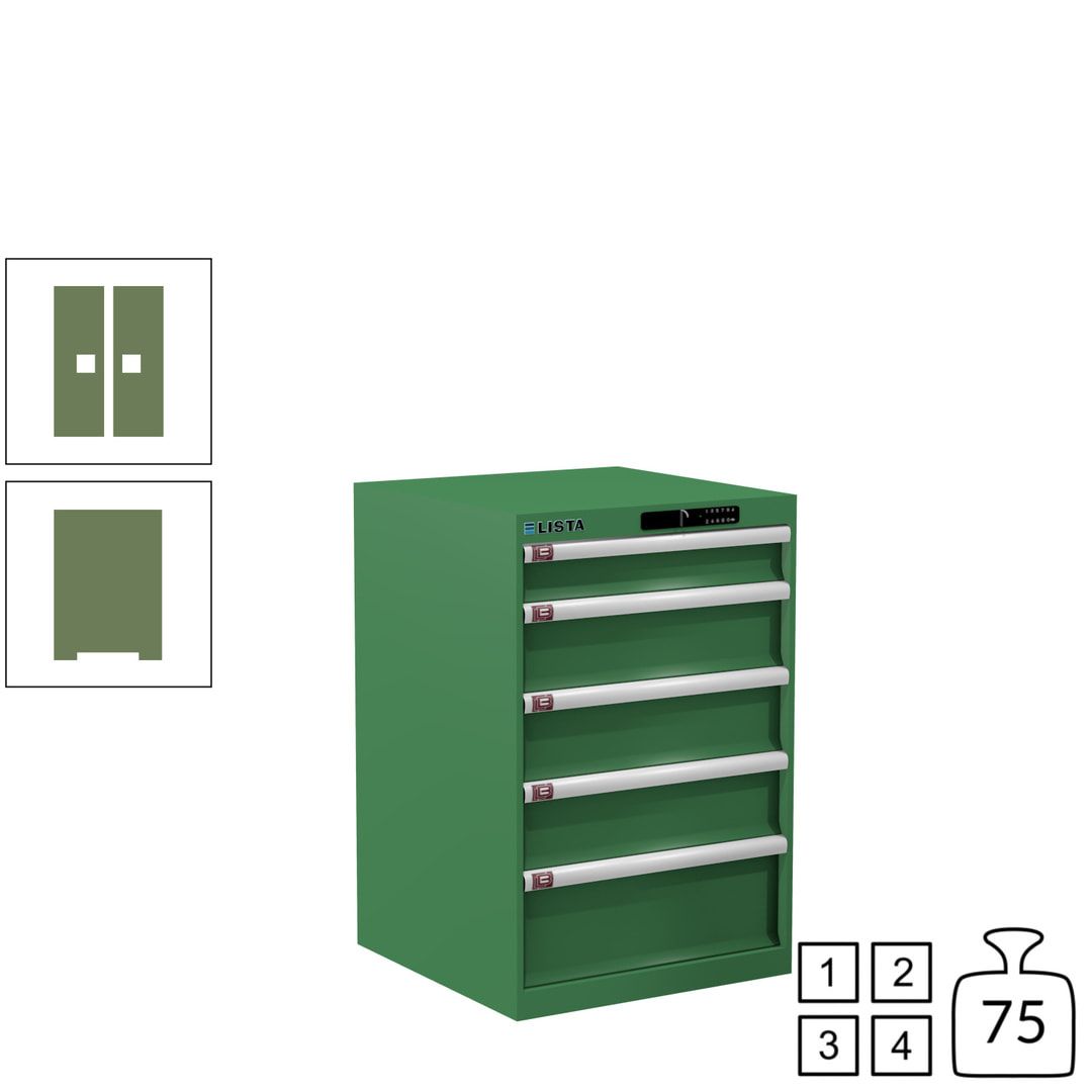 Lista Schubladenschrank - 14.256.010 - 850x564x572 mm (HxBxT) - 5 Schubladen - 75 kg - Key Lock - lichtblau (RAL 5012)