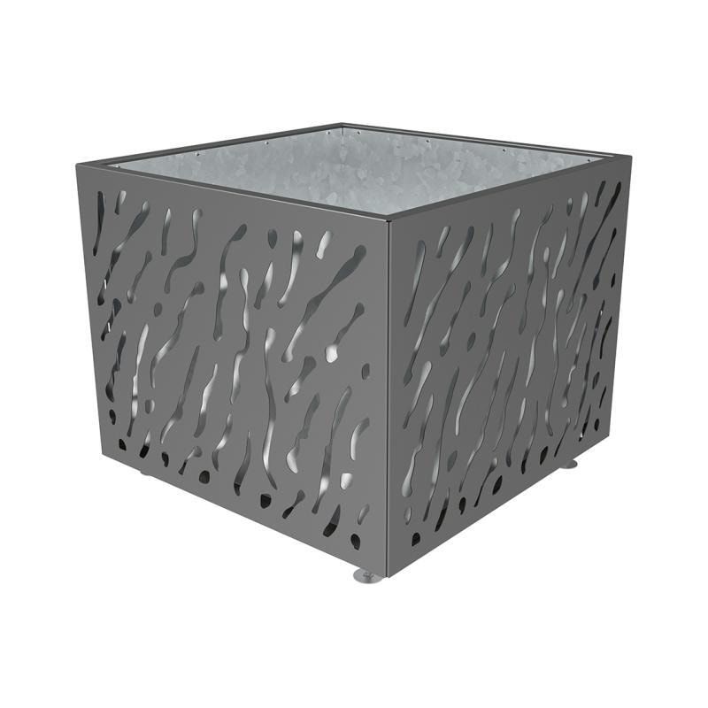 Pflanzbehälter, Stahlblech fvz, einfarbig, innen feuerverzinkt mit Verladungsgriffen, verstellbare Füße, 870 x 990 x 990 mm (HxBxT), enzianblau