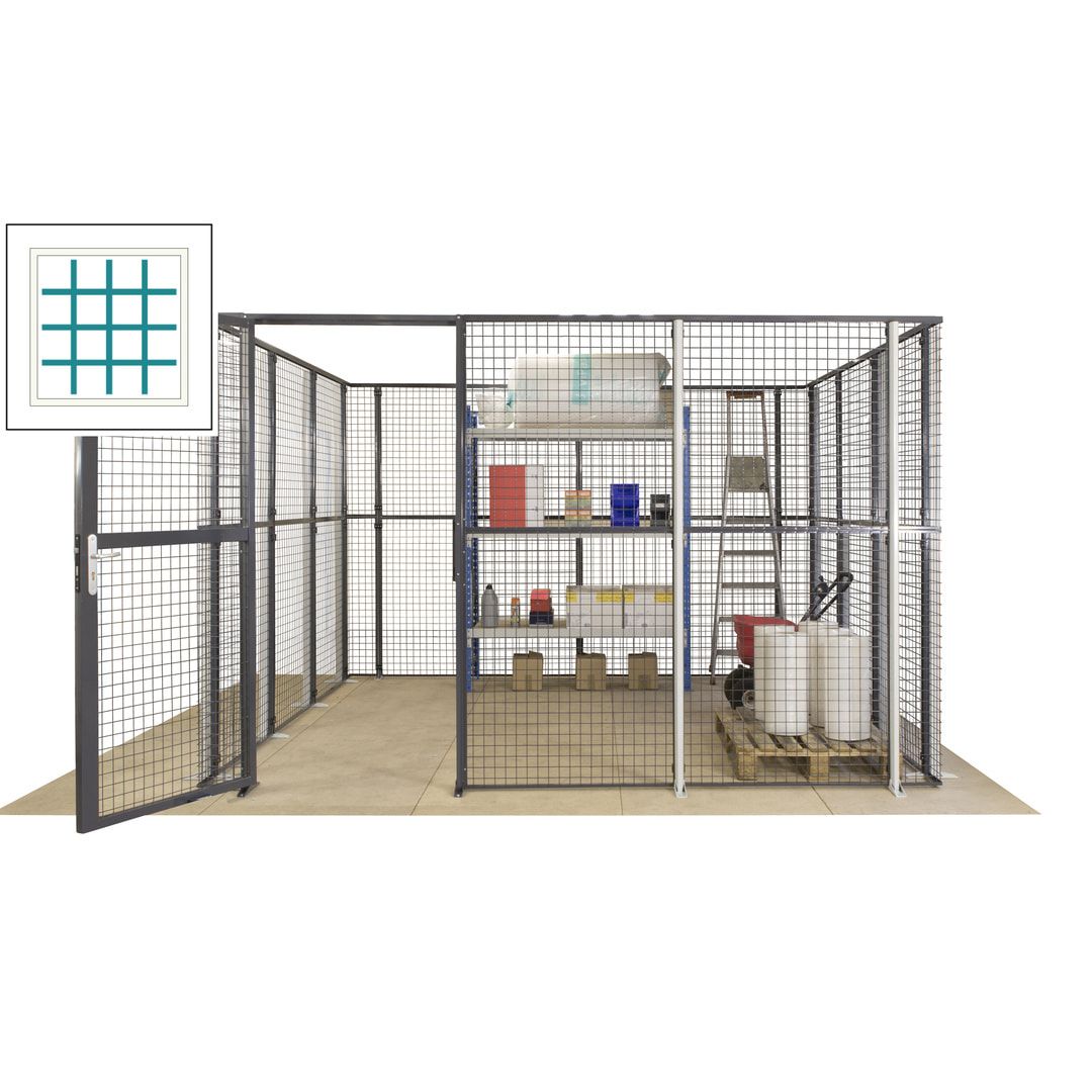 Maschinen Schutzgitter - Hallentrennwand - Sicherheitszaun - Tür - 72 m - 2.200 x 21.400 x 15.400 mm (HxBxT) - enzianblau