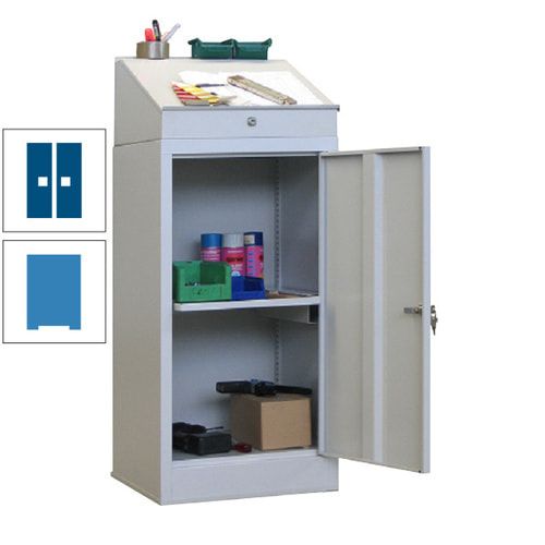 Stehpult mit Schrank - Vollblechtür - Zylinderschloss - 1 Ausziehboden - 1.270x500x500 mm (HxBxT) - anthrazitgrau