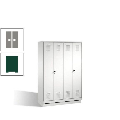 Doppel-Spind, Doppeltüren, Garderobenschrank mit Sockel, 4 Abteile a 300 mm, Korpus anthrazitgrau, Tür anthrazitgrau, 1.800 x 1.200 x 500 mm (HxBxT)