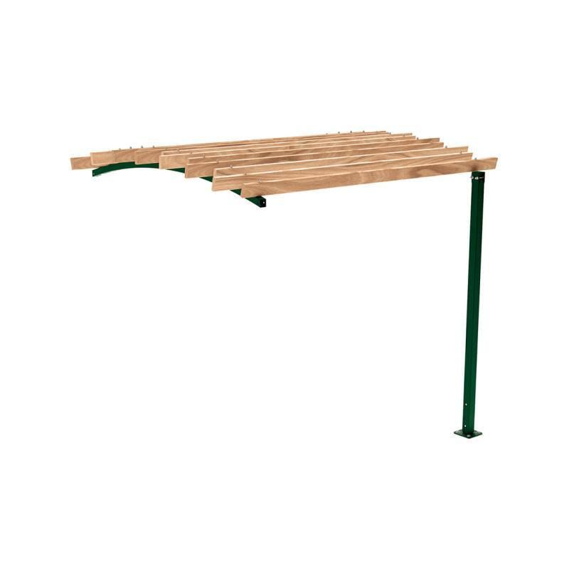 Pergola Fronterweiterung 2, Kiefer druckimprägniert Klasse 4, Stahlrohr 80x80 mm, 2.910 x 2.520 x 3.020 mm (HxBxT) fvz, beschichtet, Farbe Enzianblau