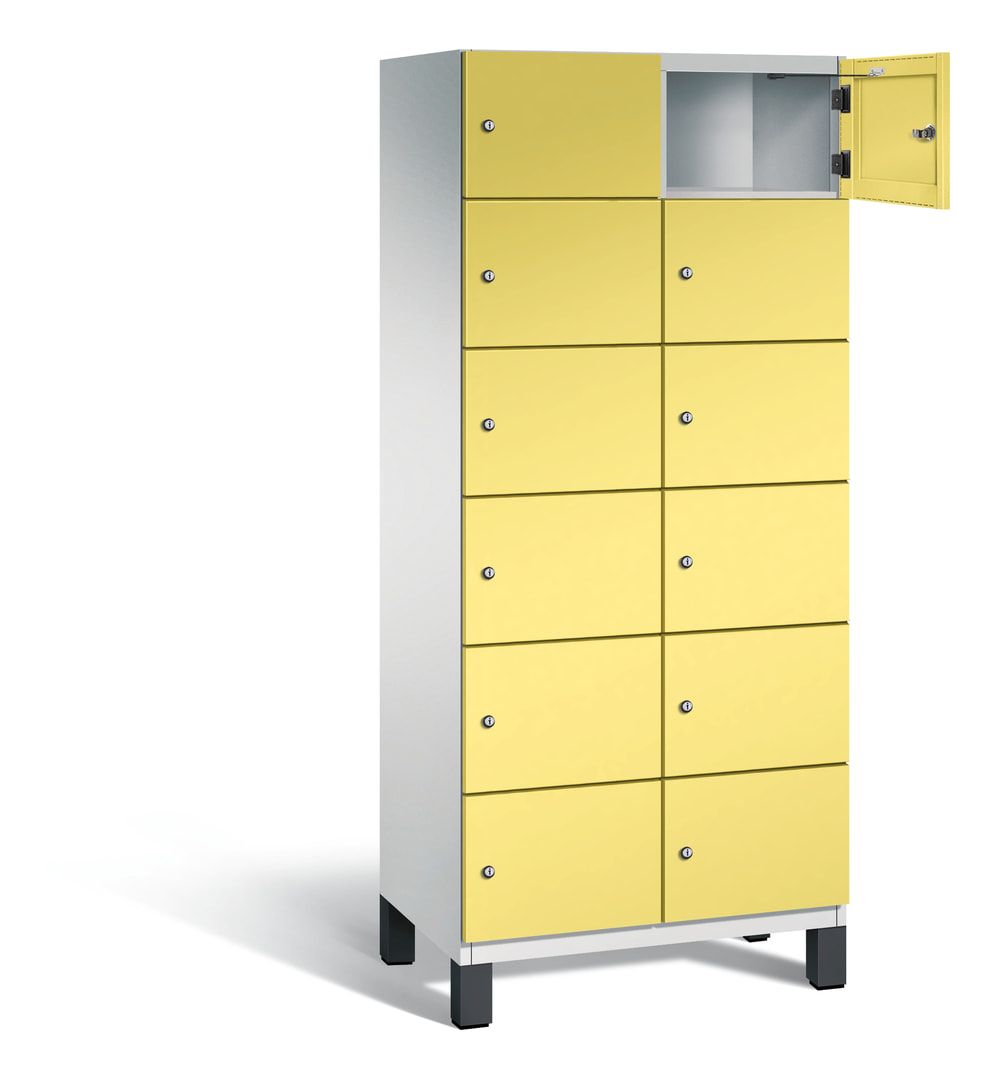 Fächerschrank, Stahlschrank, 12 Fächer, Türöffnungsbegrenzer, Füße, 1.980 x 800 x 525 mm (HxBxT), Korpus anthrazitgrau, Front anthrazitgrau