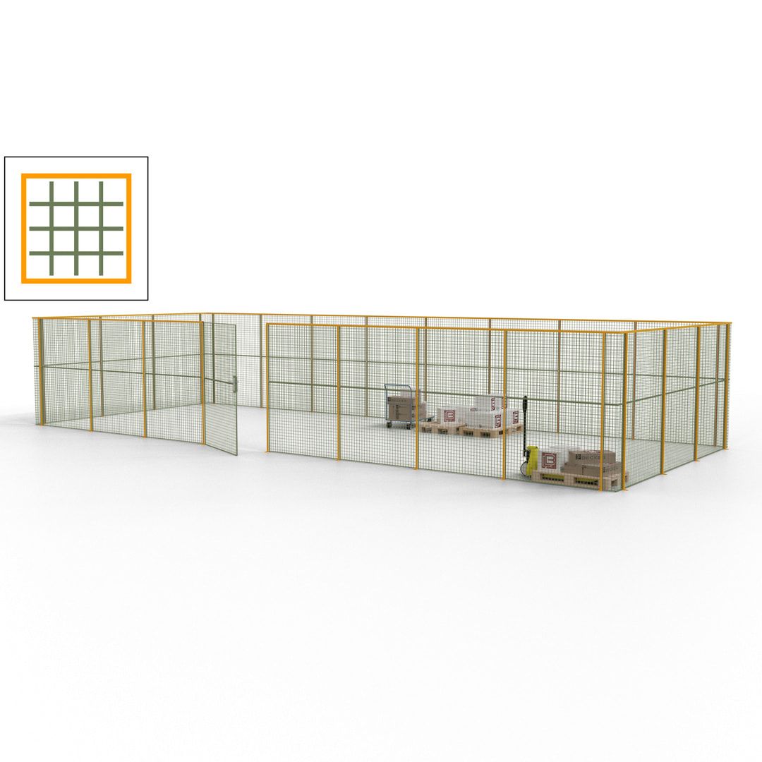 Maschinen Schutzgitter - Hallentrennwand - Sicherheitszaun - Tür - 33 m - 2.200 x 12.400 x 4.900 mm (HxBxT) - enzianblau