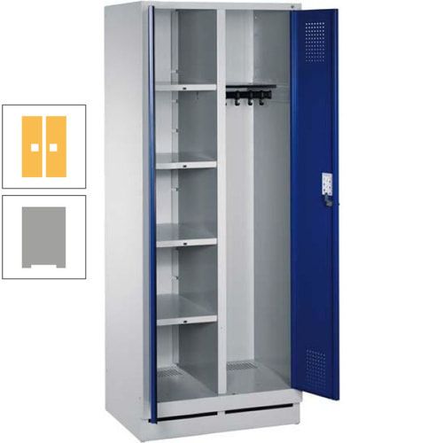 Mehrzweckschrank, Doppeltüren, Füße, 2 Abteile a 300 mm, Korpus anthrazitgrau, Tür anthrazitgrau, 1.800 x 600 x 500 mm (HxBxT)
