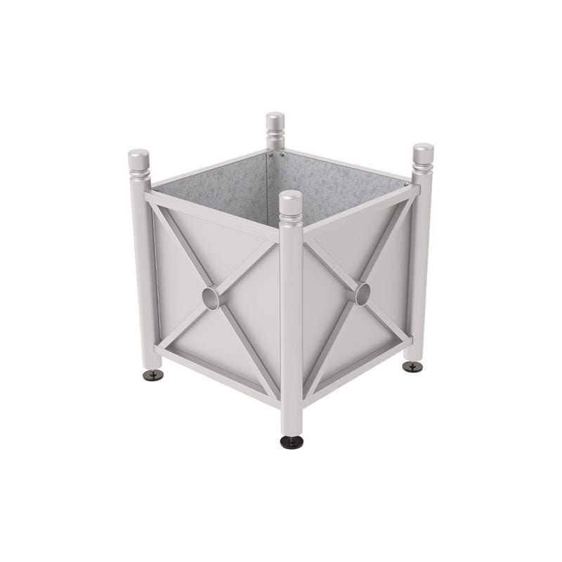 Pflanzbehälter, Stahlblech feuerverzinkt, verstellbare Füße, Innenfach feuerverzinkt, Kopf Agora, 750 x 800 x 800 mm (HxBxT), enzianblau