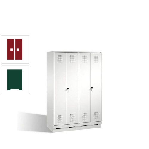 Doppel-Spind, Doppeltüren, Garderobenschrank mit Sockel, 4 Abteile a 300 mm, Korpus anthrazitgrau, Tür anthrazitgrau, 1.800 x 1.200 x 500 mm (HxBxT)