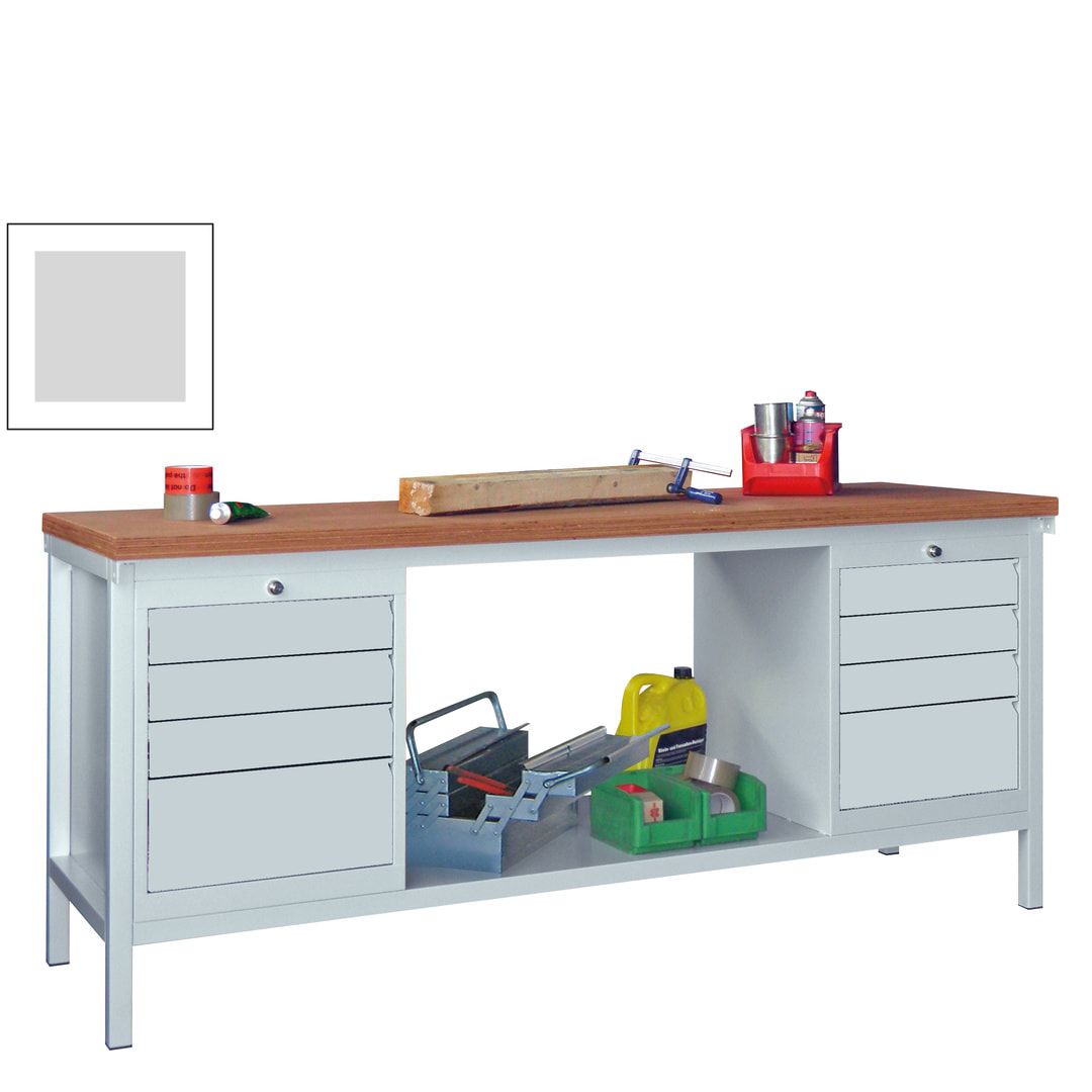 Werkbank - 2 Schubladenblöcke - 900 x 2.000 x 700 mm (HxBxT) - anthrazitgrau