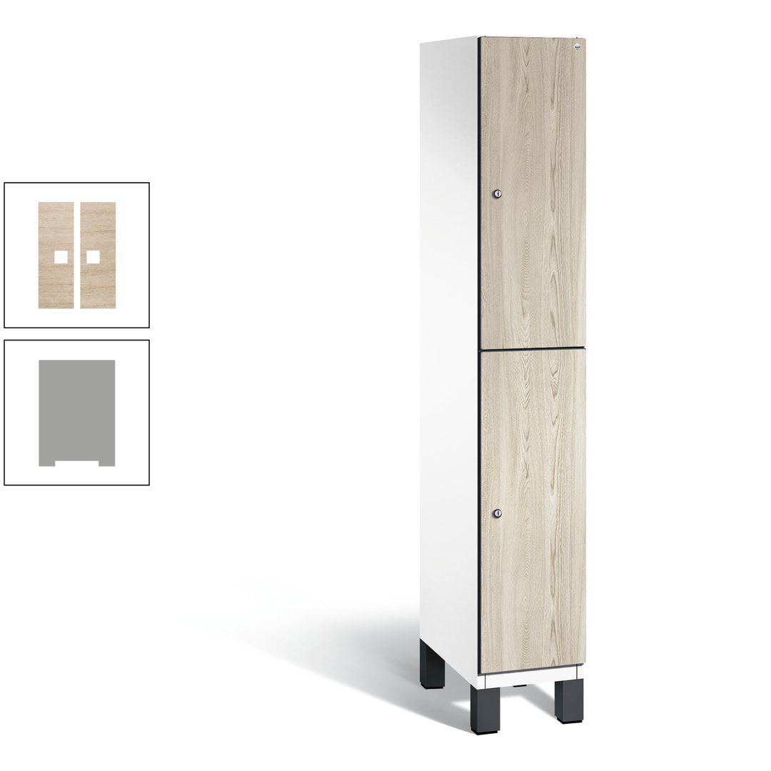 Fächerschrank, Garderobenschrank, mit Füßen, 1 Abteile, 1.980 x 300 x 525 mm (HxBxT), Korpus anthrazitgrau, Tür Donau-Ahorn