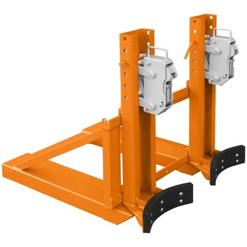 Fassgreifer für Gabelstapler, Kapazität 1 x 220 l Fass, Traglast 500 kg, Kettensicherung, Gummipuffer, Oberfläche feuerverzinkt