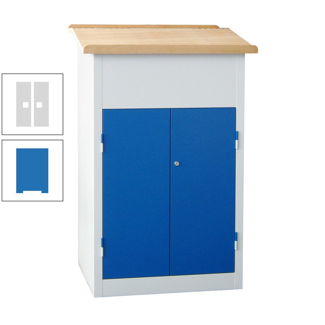 Stehpult mit Schrank - Vollblechtür - Zylinderschloss - 2 Böden - 1.200 x 700 x 600 mm (HxBxT) - anthrazitgrau
