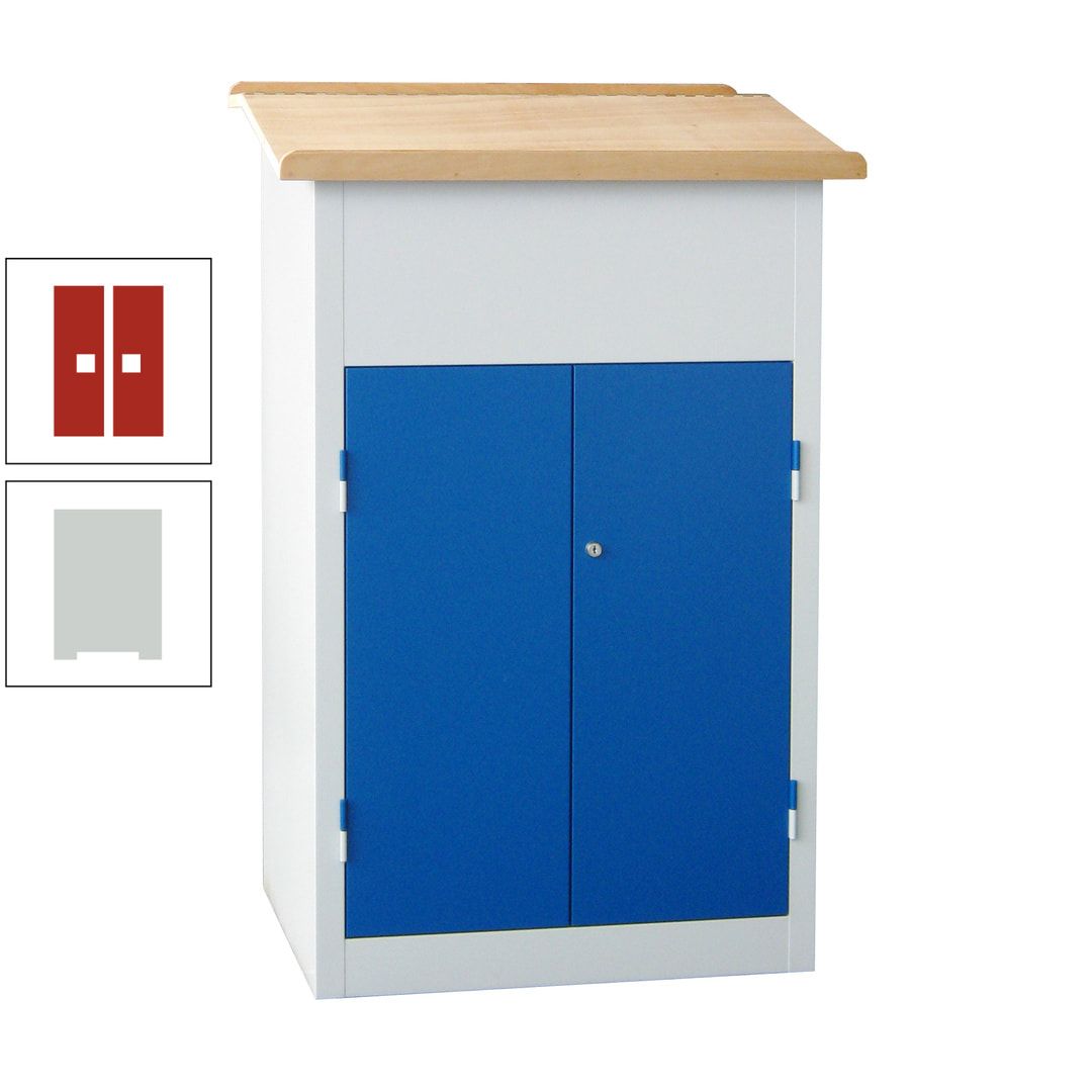 Stehpult mit Schrank - Vollblechtür - Zylinderschloss - 2 Böden - 1.200 x 700 x 600 mm (HxBxT) - anthrazitgrau