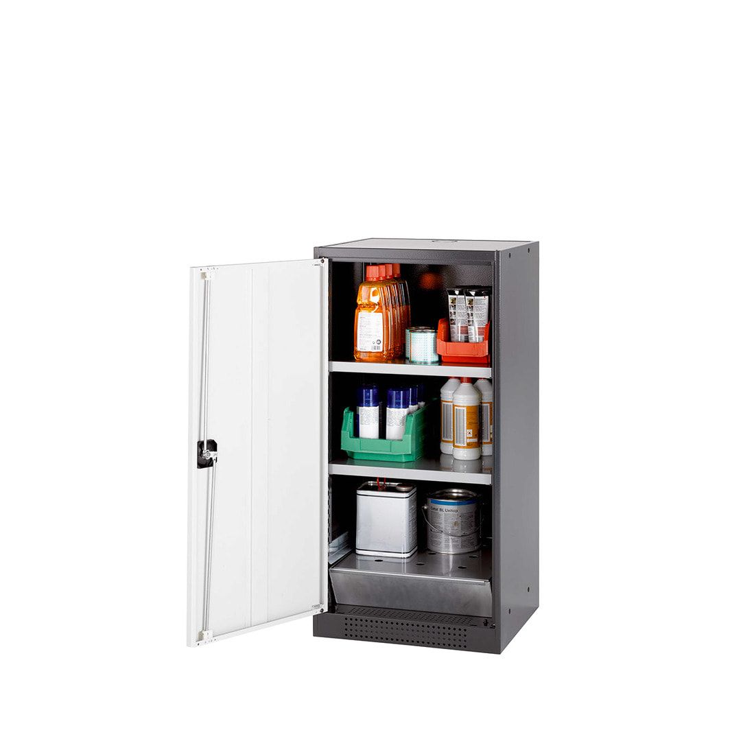 Chemikalienschrank - Flügeltür, enzianblau - Türanschlag links - 2 Fachböden - 1.105 x 545 x 520 mm - Stahl, pulverb.