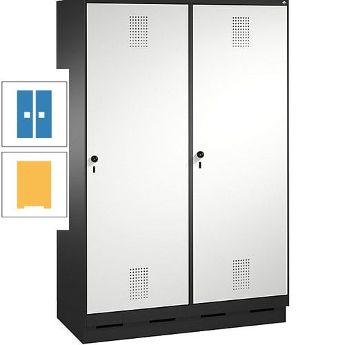Doppel-Spind, Garderobenschrank, 2 Türen für 4 Abteile a 300 mm, Korpus anthrazitgrau, Türen anthrazitgrau, 1.800 x 1.200 x 500 mm (HxBxT)