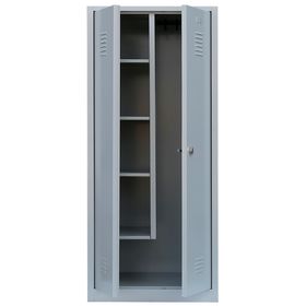Geräteschrank, Mehrzweckschrank, 2 Abteile, 1.800 x 800 x 500 mm (HxBxT), Drehriegel, Kleiderstange, Stahl, Korpus: lichtgrau, Front: wählbar