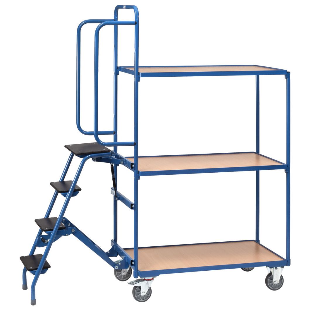 Fetra - Kommissionierwagen mit Trittstufen - Tragkraft 250 kg - 1.155 x 611 x 1.322 mm (HxBxT) - 2 Böden