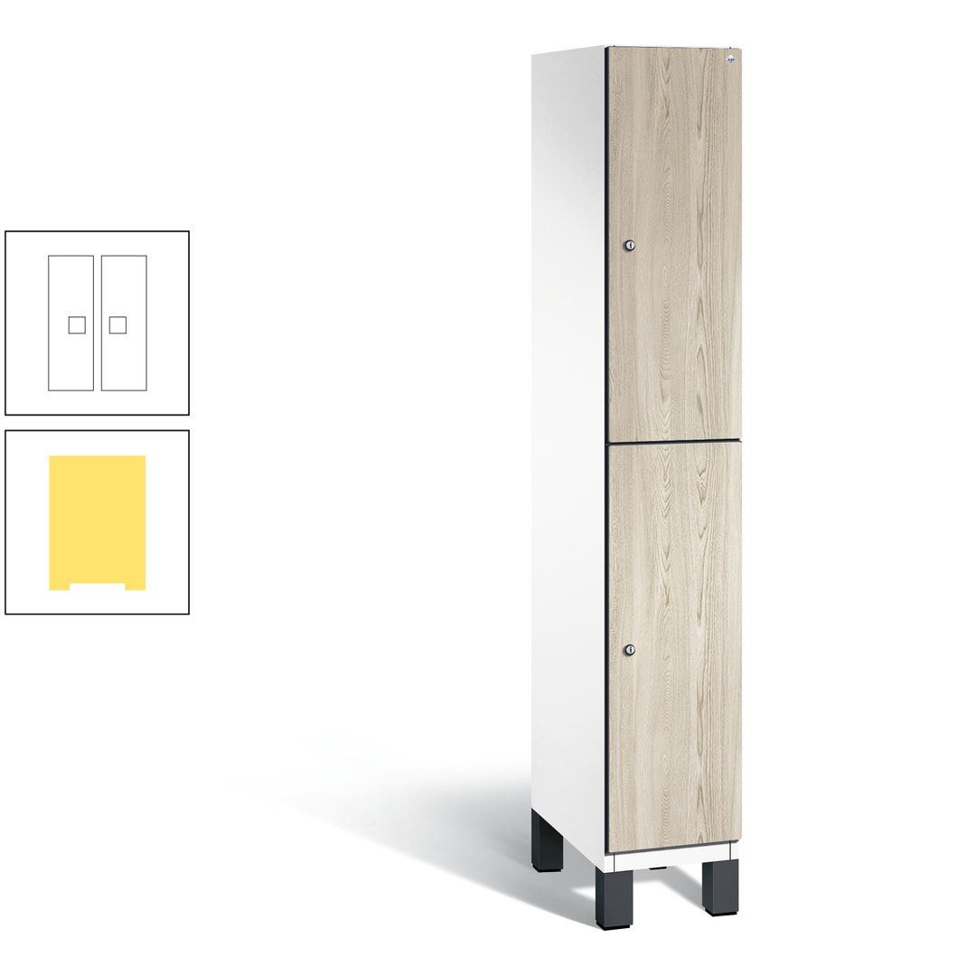 Fächerschrank, Garderobenschrank, mit Füßen, 1 Abteile, 1.980 x 300 x 525 mm (HxBxT), Korpus anthrazitgrau, Tür Donau-Ahorn
