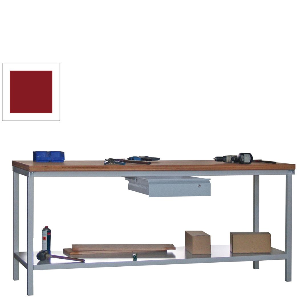 Werkbank mit Ablageboden - 1 Schublade - 900 x 2.000 x 700 mm (HxBxT) - Traglast 1.400 kg - anthrazitgrau