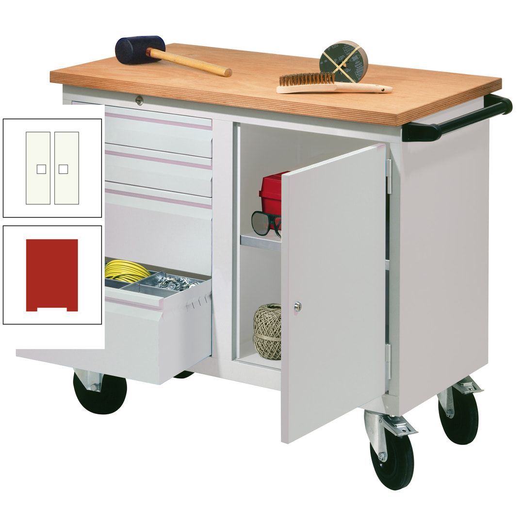 Mobile Werkbank - Werkstattwagen - 915 x 1.090 x 600 mm - 4 Schubladen und Schrankfach - anthrazitgrau