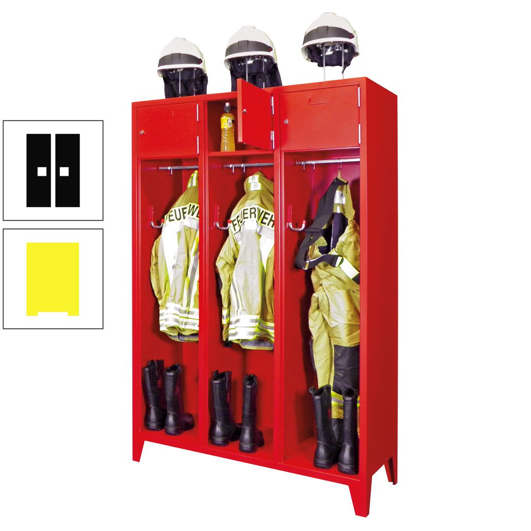Feuerwehrschrank - 2 Abteile - Ablagefach mit Tür, Etikettenrahmen - 2.100 x 830 x 500 mm (HxBxT) - anthrazitgrau