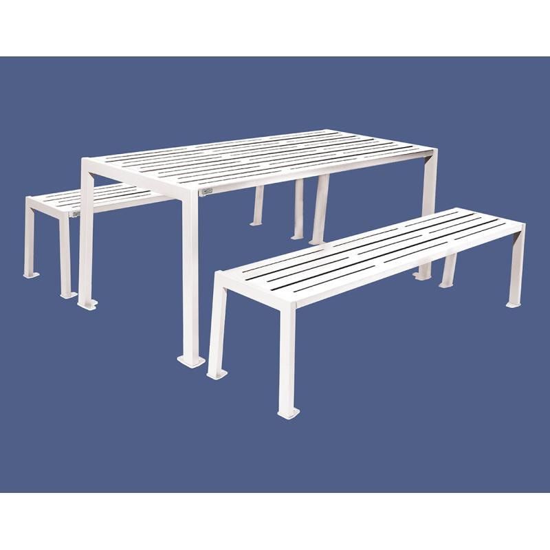 Sitzgarnitur aus Stahl - verzinkt und beschichtet - 750 x 1.800 x 798 mm (HxBxT) - Farbe enzianblau