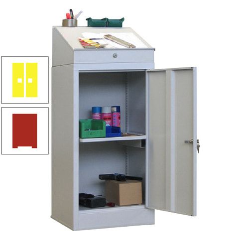 Stehpult mit Schrank - Vollblechtür - Zylinderschloss - 1 Ausziehboden - 1.270x500x500 mm (HxBxT) - anthrazitgrau