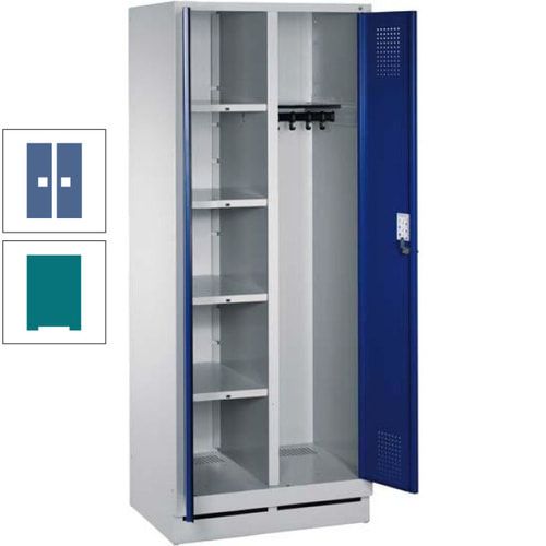Mehrzweckschrank, Doppeltüren, Füße, 2 Abteile a 300 mm, Korpus anthrazitgrau, Tür anthrazitgrau, 1.800 x 600 x 500 mm (HxBxT)