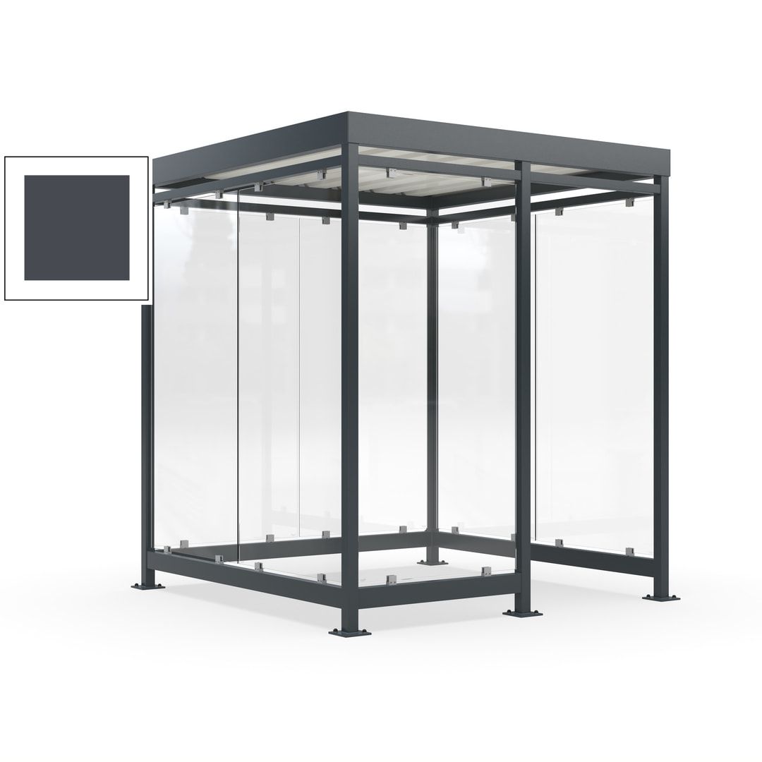 Raucherunterstand, Bushaltestelle, 7 Wände, 6-7 Personen, 2.510 x 2.165 x 2.165 mm (HxBxT), Farbe Achatgrau