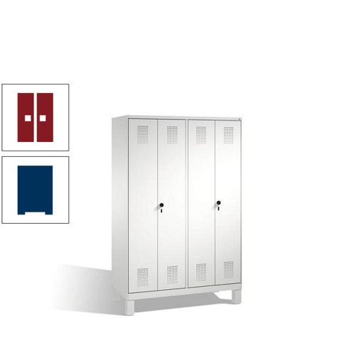 Doppel-Spind, Doppeltüren, Garderobenschrank mit Füßen, 4 Abteile a 300 mm, Korpus anthrazitgrau, Tür anthrazitgrau, 1.850 x 1.200 x 500 mm (HxBxT)