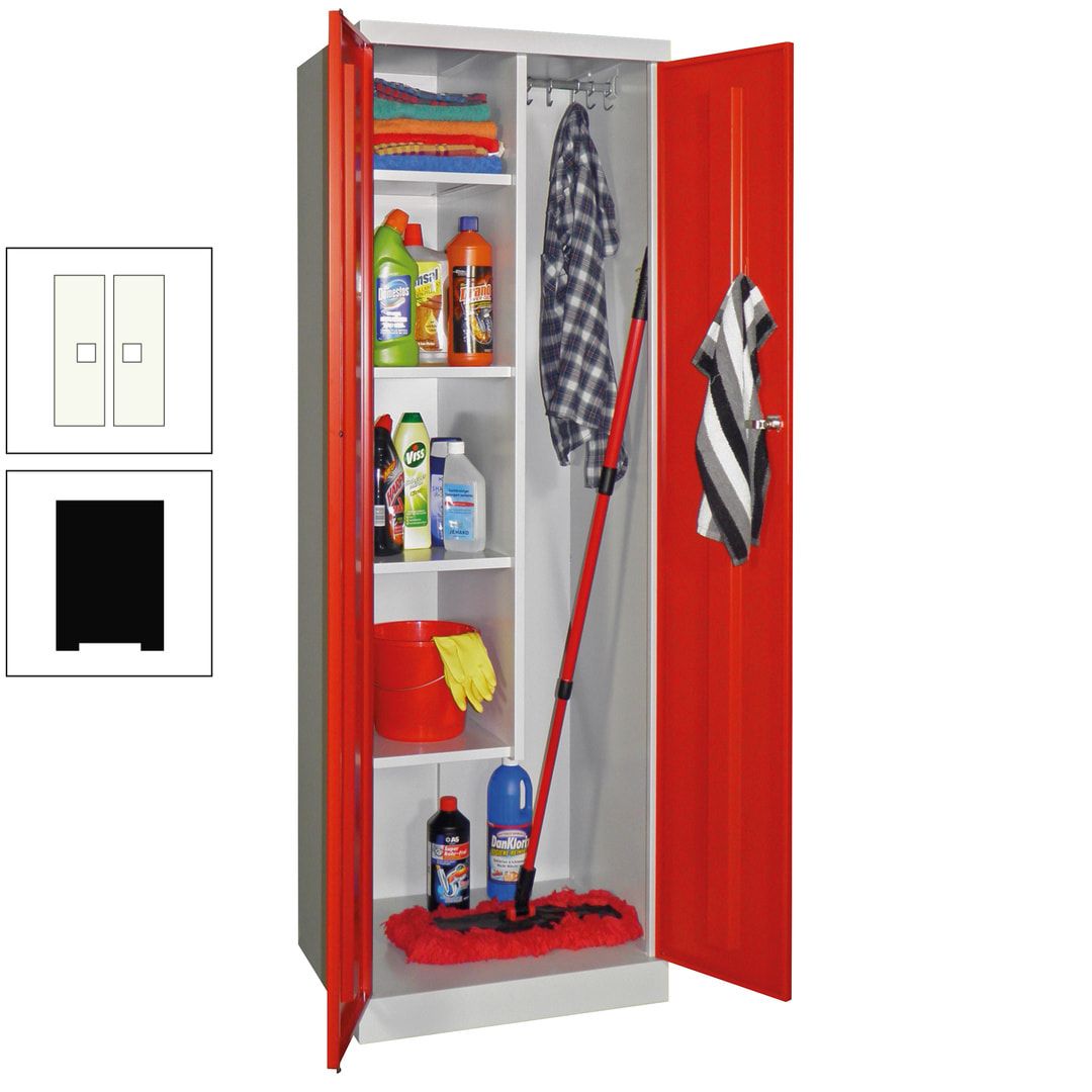 Putzschrank mit Sockel - 1 Abteil mit Trennwand - 1.800x600x500 mm (HxBxT) - Zylinderschloss - anthrazitgrau
