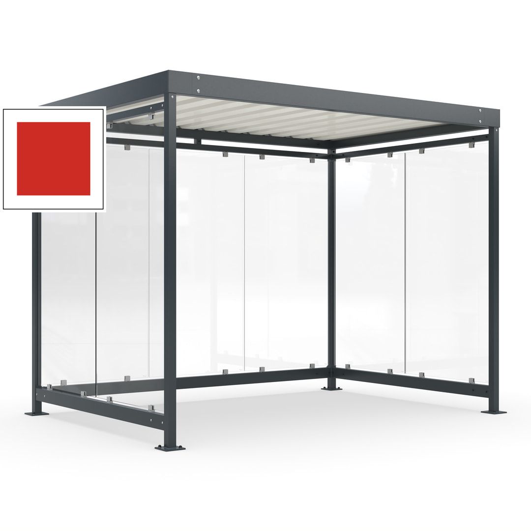 Raucherunterstand, Bausatz, Fahrgastunterstand, Bushaltestelle, 2.510 x 3.180 x 2.165 mm (HxBxT), 7 Wände, Achatgrau