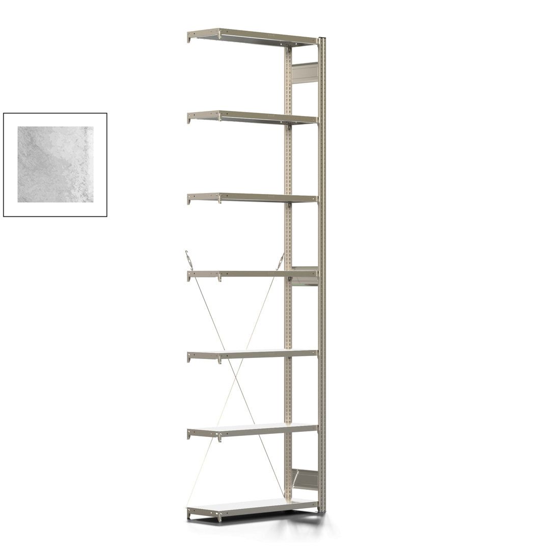 Fachbodenregal mit Tiefenriegel - 250 kg - 3.000 x 875 x 300 mm (HxBxT) - Anbauregal - Rahmen enzianblau - Böden verzinkt, Steckregal BERT