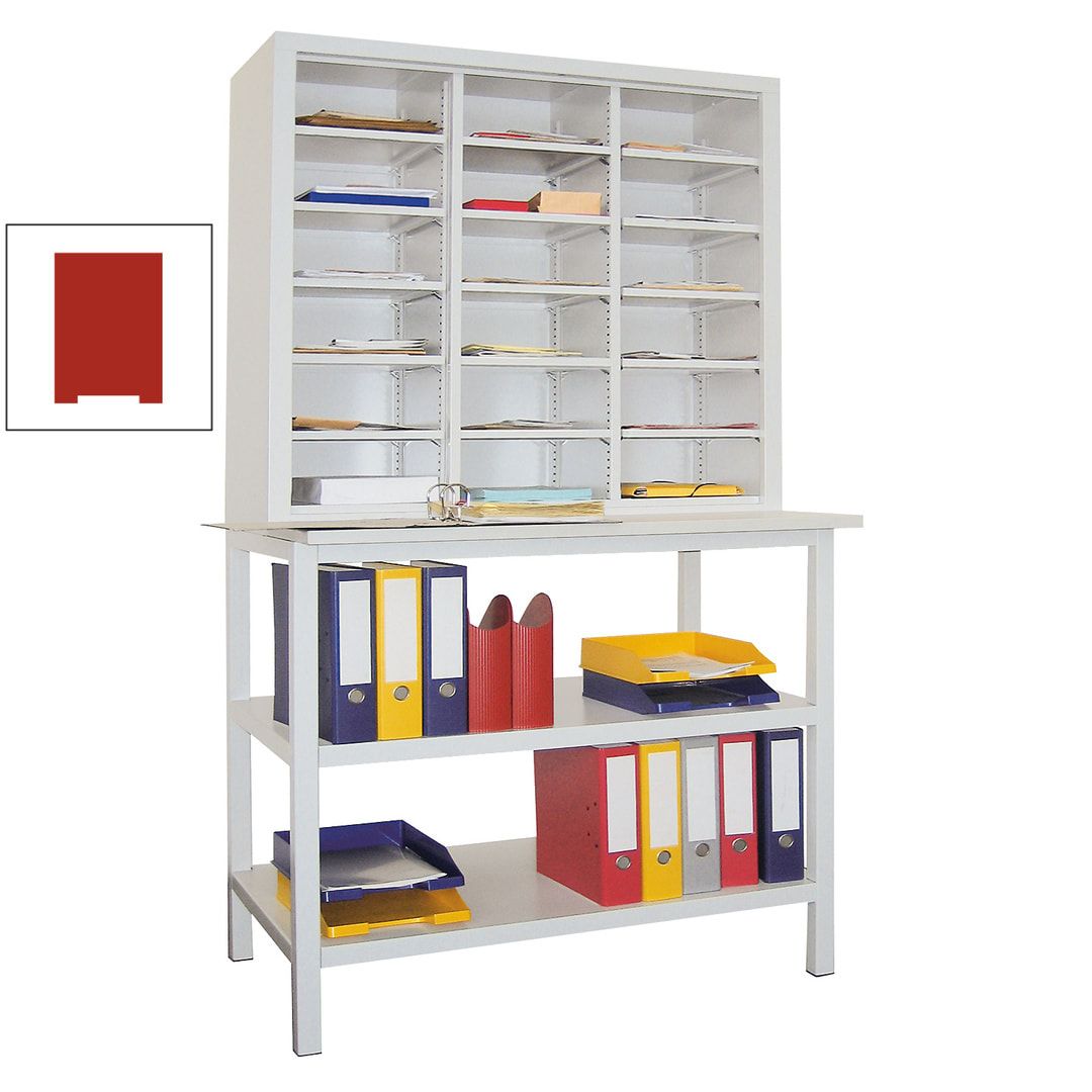 Sortierstation mit Tisch - Dokumentenregal - Ordnungsregal - Fächerregal - 18 Fächer - Postverteiler - 1.950 x 1.000 x 600 mm (HxBxT) - anthrazitgrau