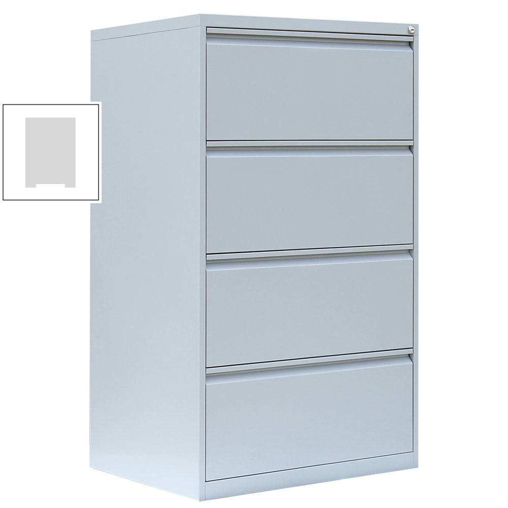 Hängeregistraturschrank, Hängeregisterschrank, 4 Schubladen, 2-bahnig, DIN A4, 1.320 x 760 x 620 mm (HxBxT), Korpus- und Schubladenfarbe: lichtgrau
