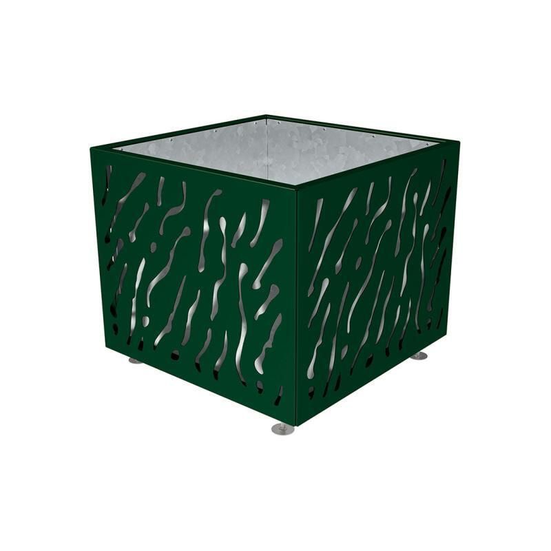 Pflanzbehälter, Stahlblech fvz, einfarbig, innen feuerverzinkt mit Verladungsgriffen, verstellbare Füße, 870 x 990 x 990 mm (HxBxT), enzianblau