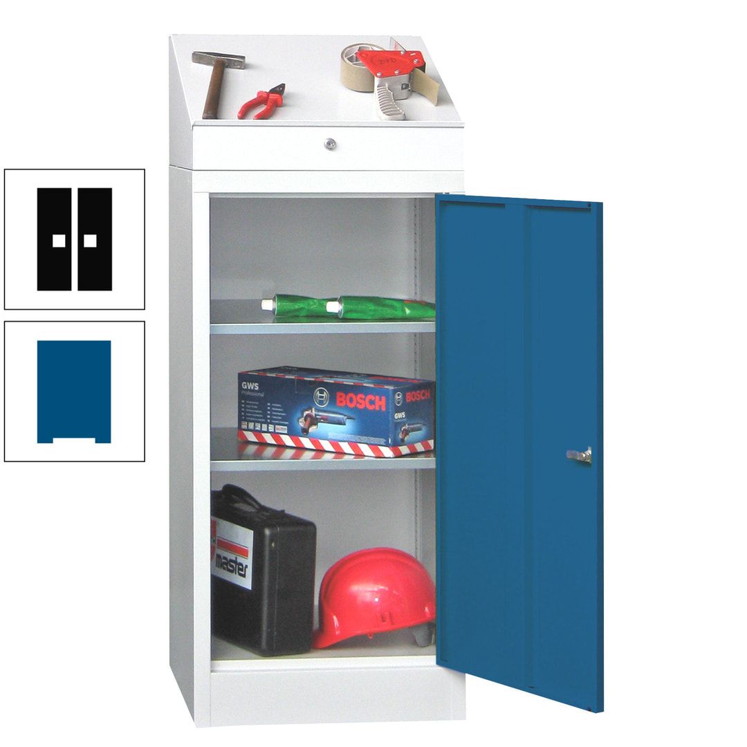 Stehpult mit Schrank - Vollblechtür - Zylinderschloss - 1.270x500x500 mm (HxBxT) - anthrazitgrau