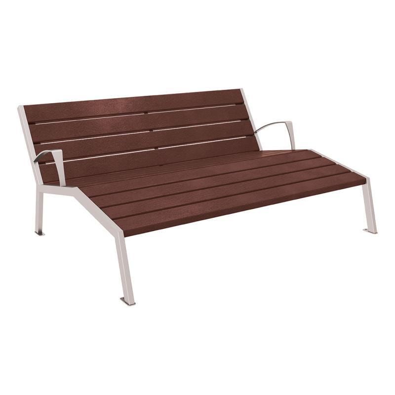 Liegestuhl aus Kunststoff und Stahlstreben - mit Armlehnen - 808 x 1.800 mm (HxB) - Farbe enzianblau - Parkbank - Gartenbank