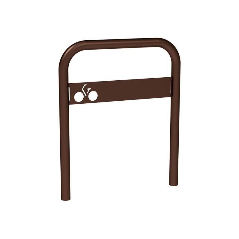 Gebogener Fahrradbügel, mit Beschilderung, Einbetonierung, Stahl, beschichtet, 850 x 700 mm (HxB), Farbe wählbar