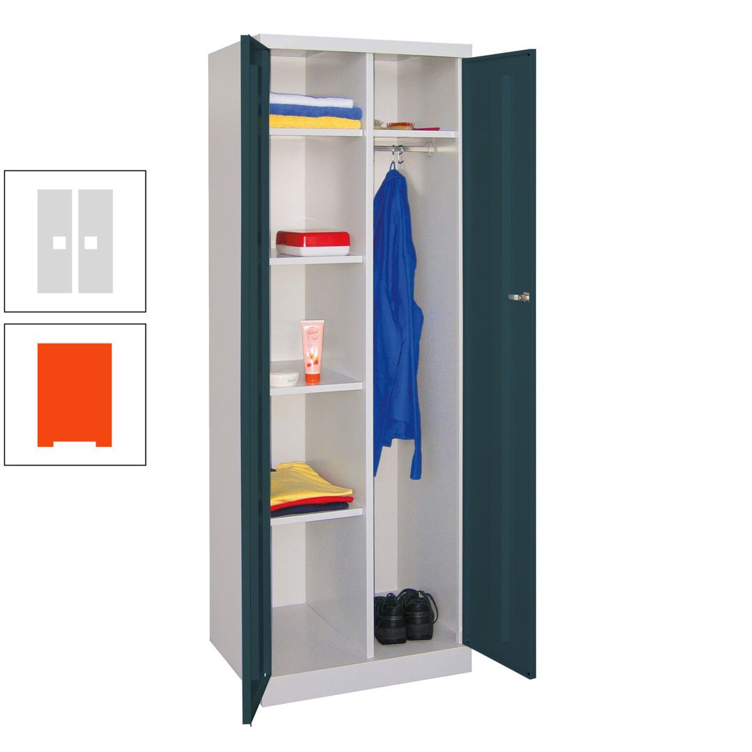 Kleiderschrank mit Sockel - Spind - 1 Abteil mit Trennwand - 1.800x600x500 mm (HxBxT) - Zylinderschloss - anthrazitgrau