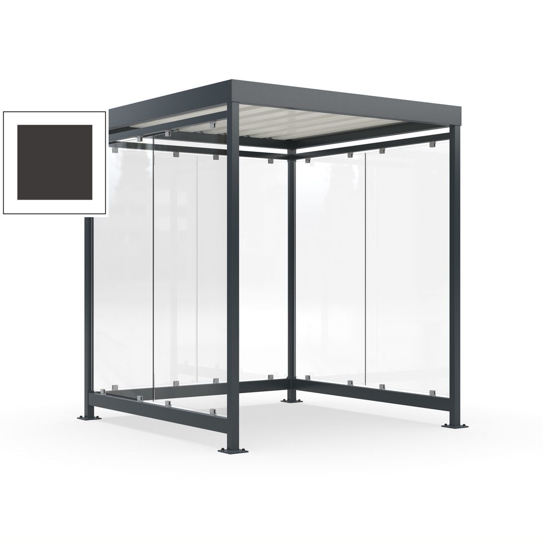 Raucherunterstand, Bushaltestelle, 6-7 Personen, 6 Wände, 2.510 x 2.165 x 2.165 mm (HxBxT), Achatgrau