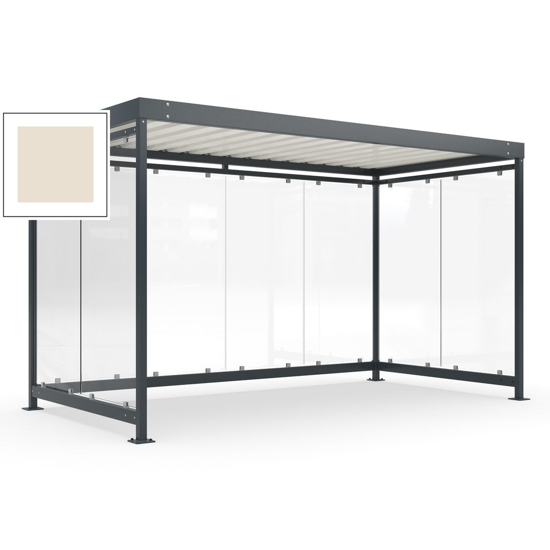 Fahrradunterstand, Fahrgastunterstand, Bushaltestelle, Bausatz, 12-13 Personen, 2.510 x 4.195 x 2.165 mm (HxBxT), 8 Wände, Achatgrau