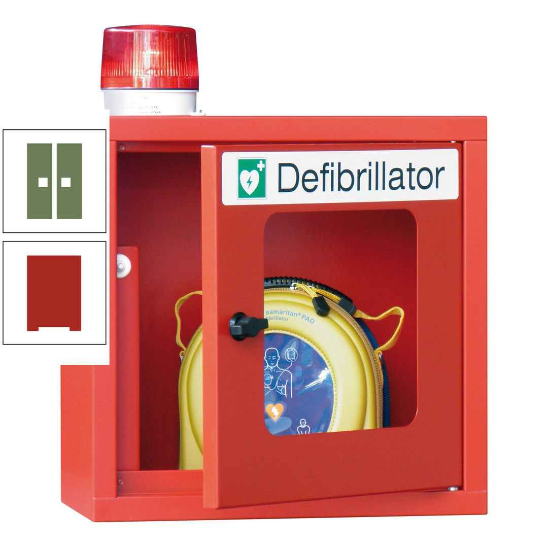 Defibrillatorenschrank mit akustischem und optischem Alarm - 490 x 400 x 200 mm (HxBxT) - Sichtfenster - anthrazitgrau
