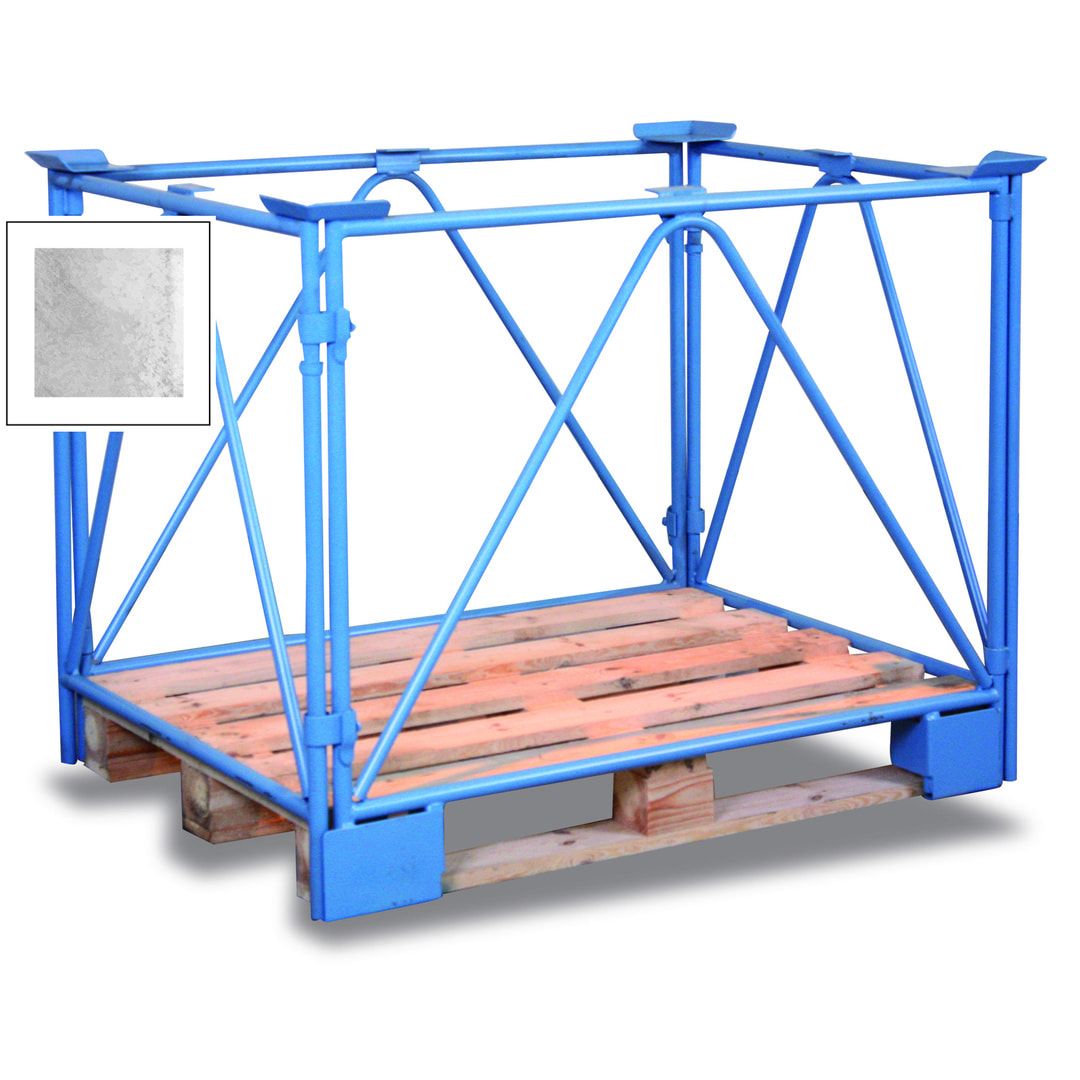 Palettenaufsatzrahmen für Europalette - 2.000 kg - Höhe 1.000 mm - 3-fach stapelbar - Diagonalstreben - lichtblau