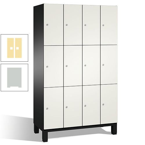 Fächerschrank, Stahlschrank, 12 Fächer, Türöffnungsbegrenzer, mit Füßen, Korpus lichtgrau, Tür anthrazitgrau, 1.980 x 1.200 x 525 mm (HxBxT)