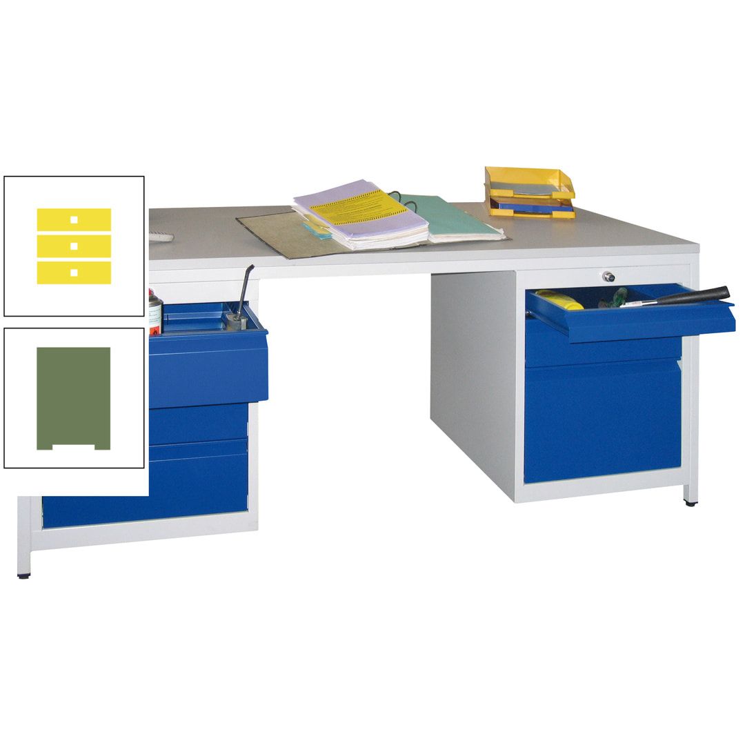 Meisterschreibtisch - 6 Schubladen, 75 / 125 / 150 / 175 / 300 mm - 720 x 1.700 x 800 mm (HxBxT) - anthrazitgrau