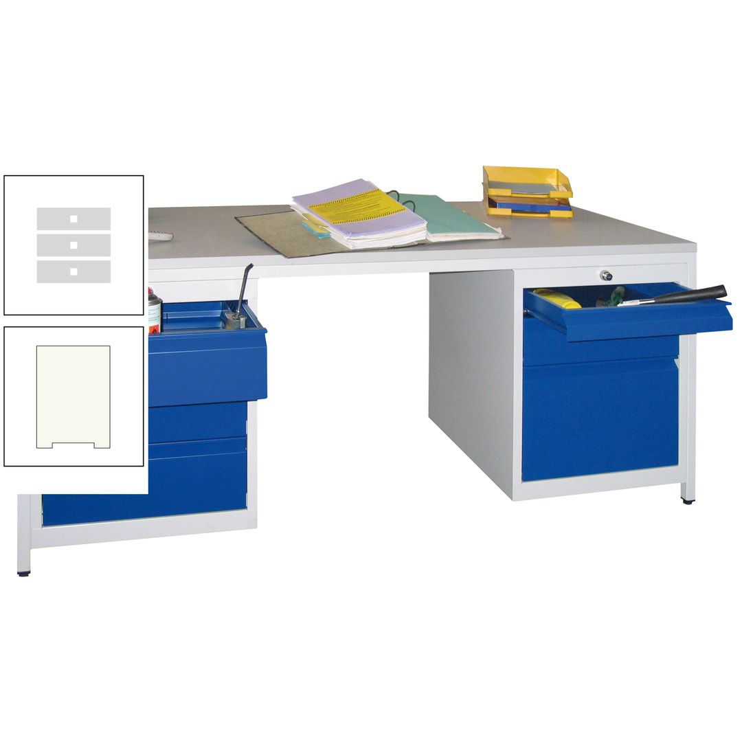 Meisterschreibtisch - 6 Schubladen, 75 / 125 / 150 / 175 / 300 mm - 720 x 1.700 x 800 mm (HxBxT) - anthrazitgrau