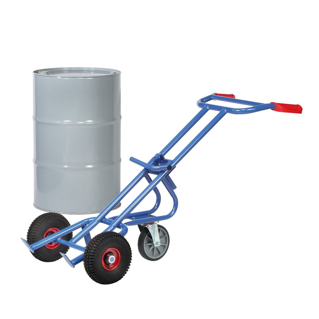 Fetra - Fasskarre für 200 l Fässer - 300 kg Traglast - 2 Stützräder - Luftbereifung