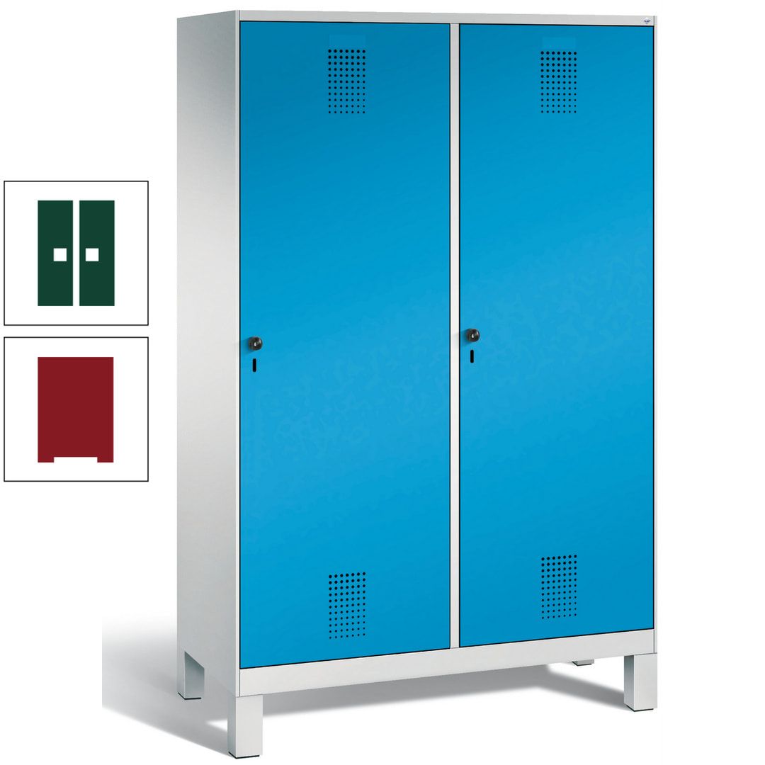 Doppel-Spind, Garderobenschrank, 2 Türen für 4 Abteile a 300 mm, Korpus anthrazitgrau, Türen anthrazitgrau, 1.850 x 1.200 x 500 mm (HxBxT)