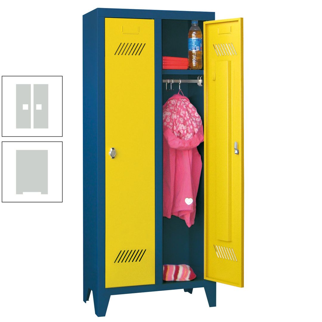 Spindschrank f. Kindergärten - mit Füßen - Höhe 1.300 mm - 2 Abteile a 250 mm - Zylinderschloss - anthrazitgrau