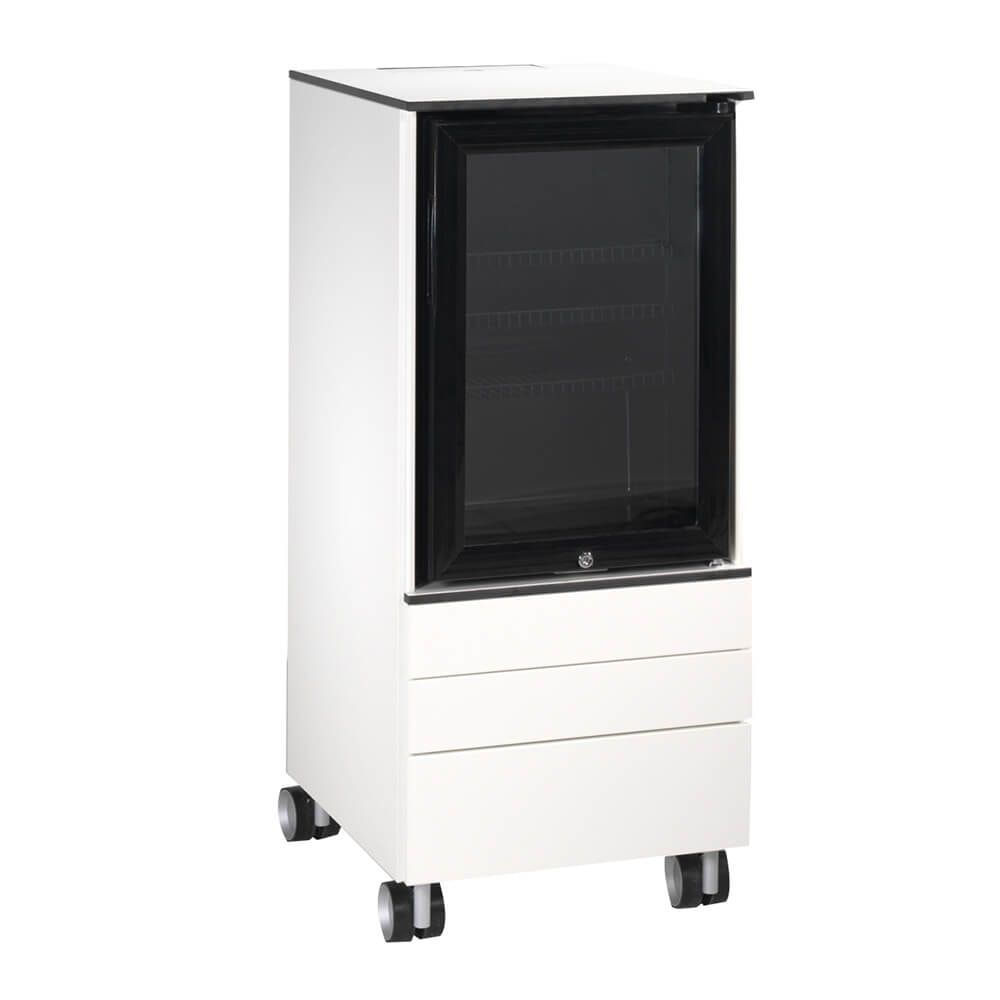 Kühlschrank Caddy, Konferenzboy, Minibar für Besprechungsraum, Servicewagen, 230 V, 3 Schubladen, Farbe schwarzgrau ,1.157 x 500 x 600 mm (HxBxT)